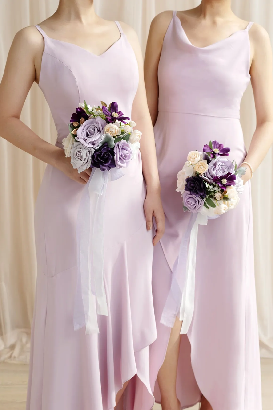 Round Bridesmaid Bouquets in Lilac & Gold | Clearance