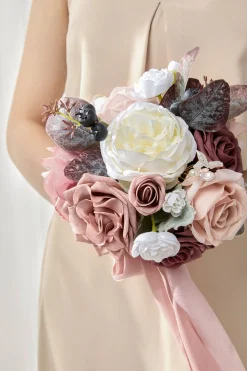 Round Bridesmaid Bouquets in Dusty Rose & Mauve | Clearance