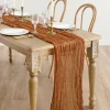 Rustic Gauze Cheesecloth Table Runner 35" w x 14ft - Brown Terracotta