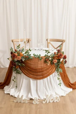Rustic Gauze Cheesecloth Table Runner 35" w x 14ft - Brown Terracotta
