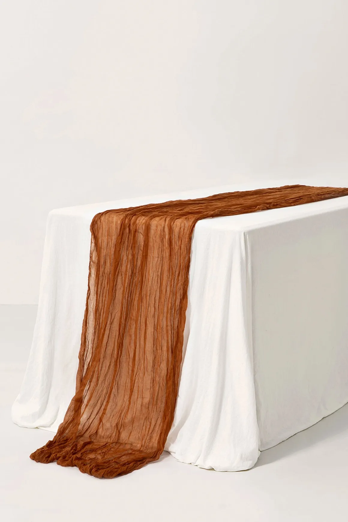 Rustic Gauze Cheesecloth Table Runner 35" w x 14ft - Brown Terracotta