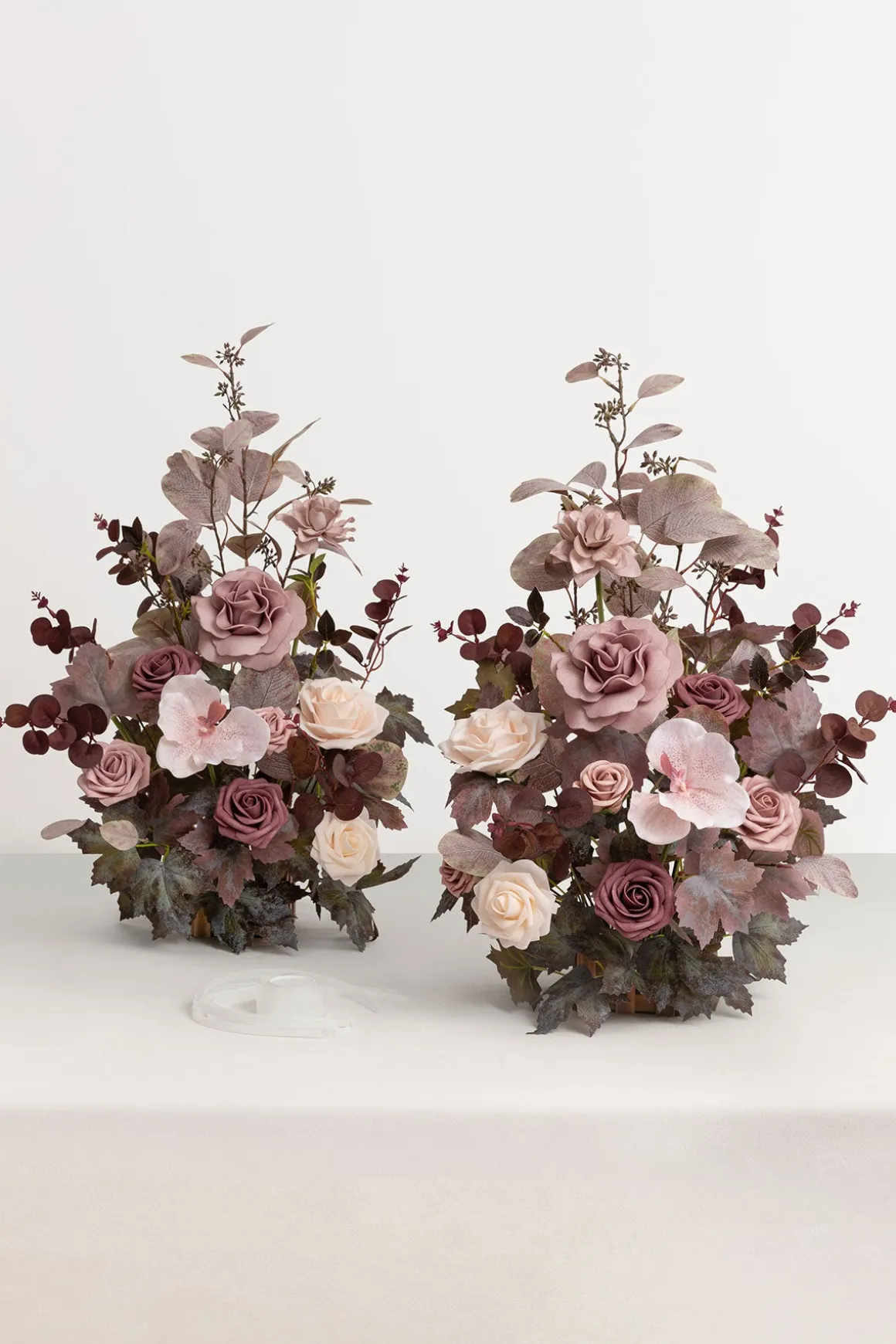 Set of 2 Wedding Aisle Runner Flower Arrangements in Flowing Mauve Romance | Clearance