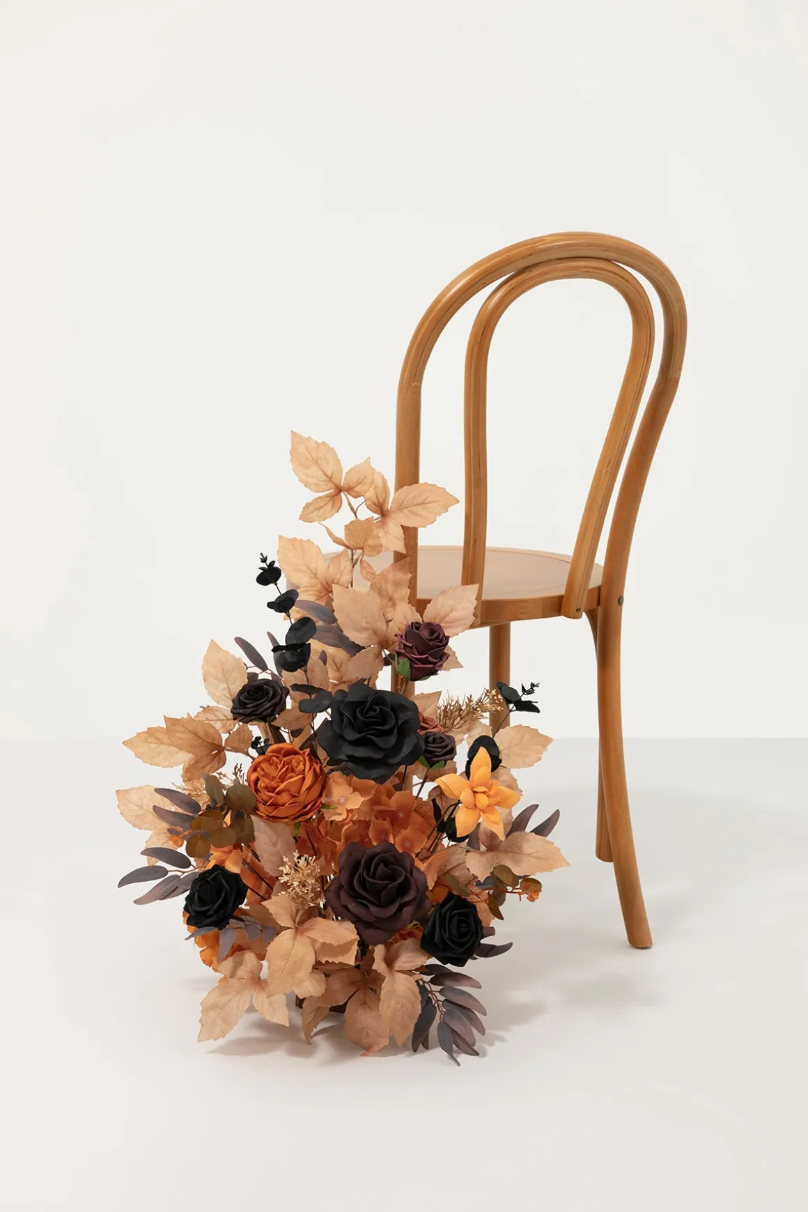 Set of 2 Wedding Aisle Runner Flower Arrangements in Black & Terracotta