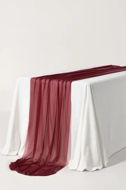 Sheer Table Runner 29" w x 10ft in Burgundy