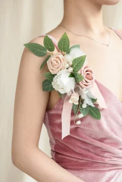 Shoulder Corsages in Dusty Rose & Cream | Clearance