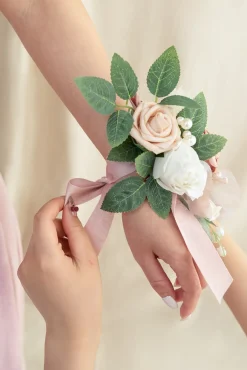 Shoulder Corsages in Dusty Rose & Cream | Clearance