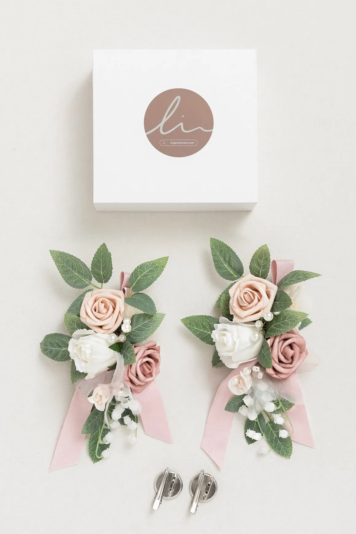 Shoulder Corsages in Dusty Rose & Cream | Clearance
