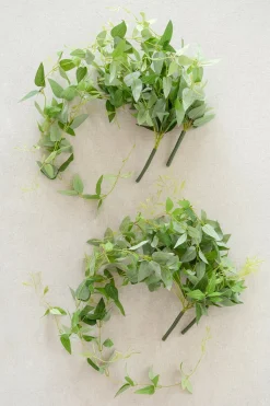 Silk Clematis Leaves Hanging Bush