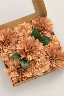 5.5" Silk Semi-Cactus Dahlia & 4.5" Silk Waterlily Dahlia with Stem