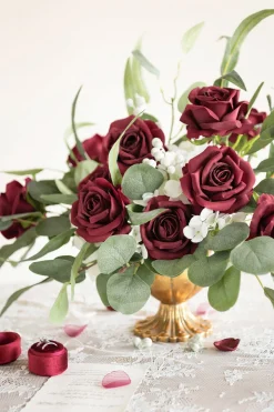 3.5" Silk Vendela Rose with Stem Burgundy