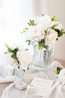 3.5" Silk Vendela Rose with Stem - Cream