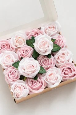 3.5" Silk Vendela Rose with Stem - Pale Pink & Shabby Blush