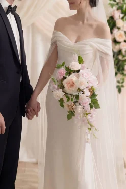 Small Cascade Bridal Bouquet in Powder Pink & Sand Beige
