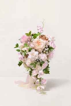 Small Cascade Bridal Bouquet in Powder Pink & Sand Beige