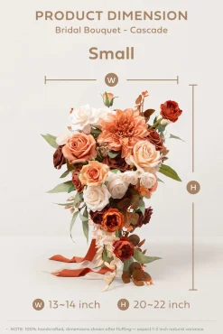 Small Cascade Bridal Bouquet in Terracotta & Cream | Clearance
