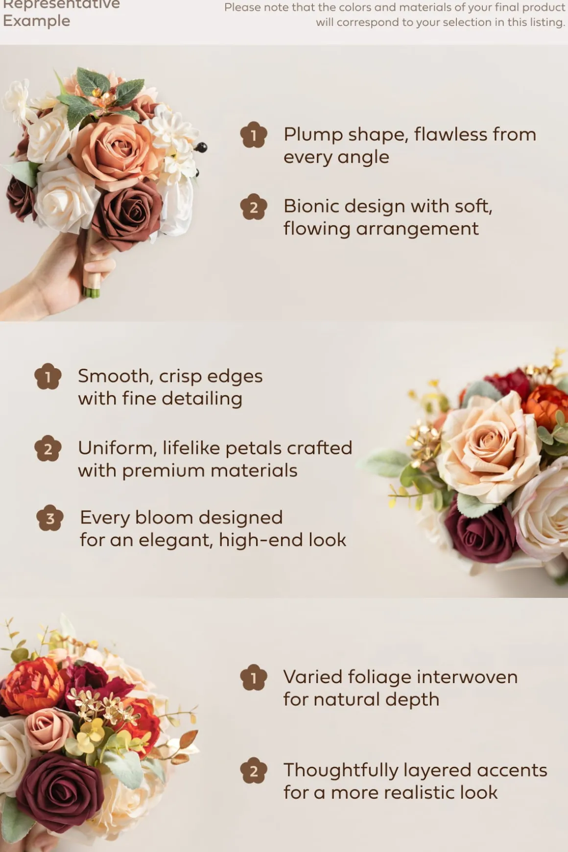 Small Cascade Bridal Bouquet in Terracotta & Cream | Clearance