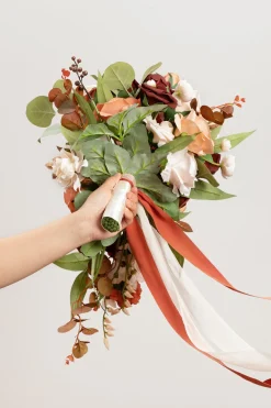 Small Cascade Bridal Bouquet in Terracotta & Cream | Clearance