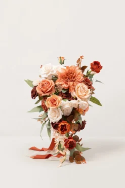 Small Cascade Bridal Bouquet in Terracotta & Cream | Clearance