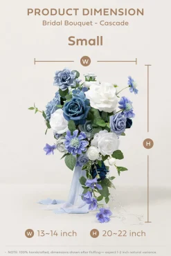 Small Cascade Bridal Bouquet in Dusty Blue & Ivory