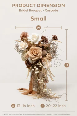 Small Cascade Bridal Bouquet in Beige Raw Serenity | Clearance