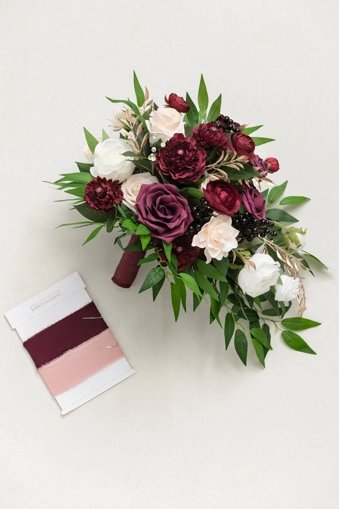 Small Cascade Bridal Bouquet in Romantic Marsala