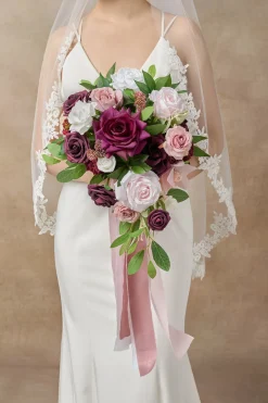 Small Cascade Bridal Bouquet in Romantic Marsala