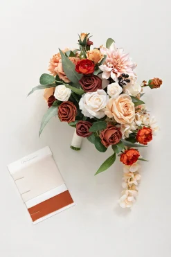 Small Cascade Bridal Bouquet in Sunset Terracotta