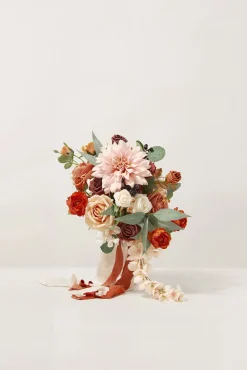 Small Cascade Bridal Bouquet in Sunset Terracotta