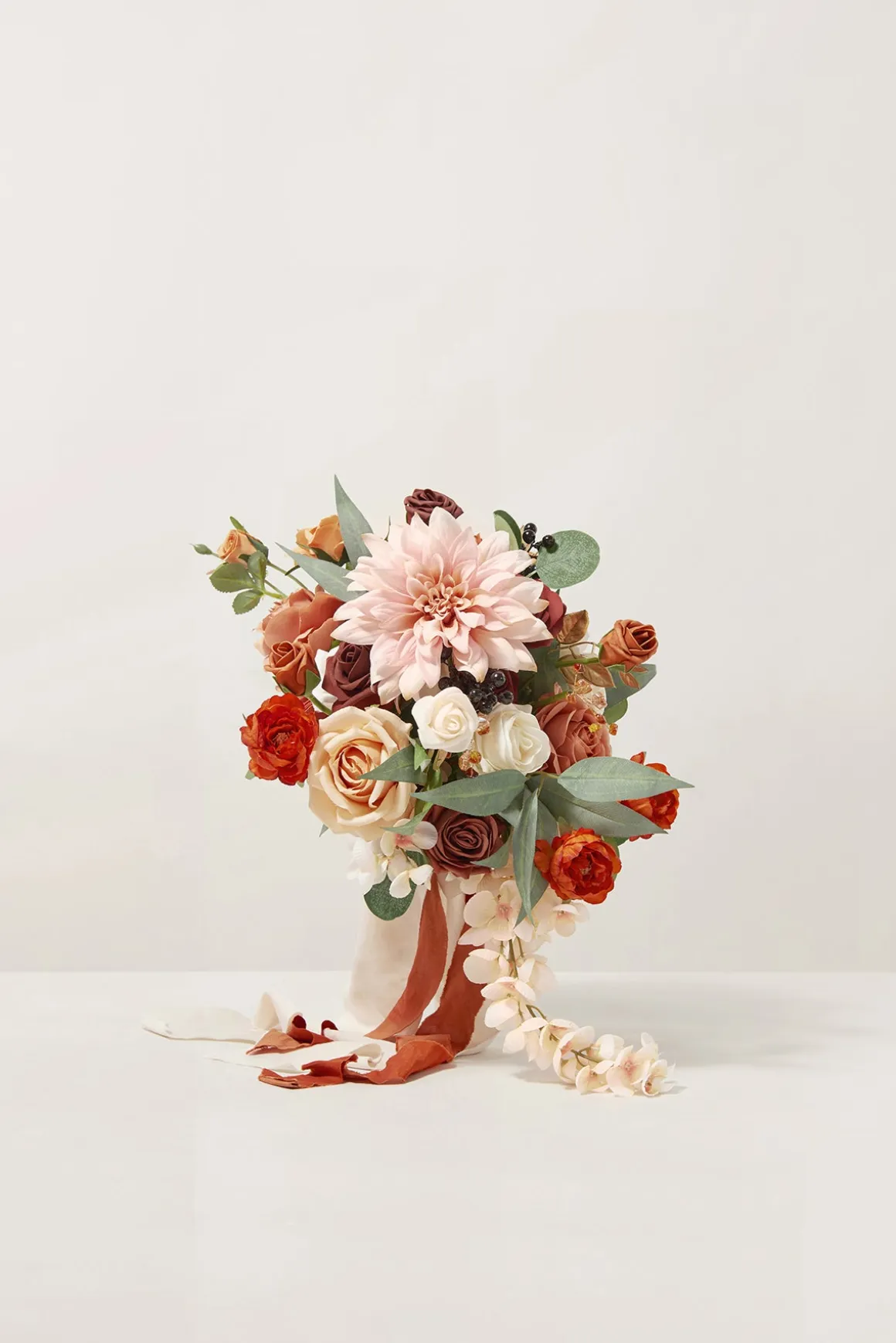 Small Cascade Bridal Bouquet in Sunset Terracotta