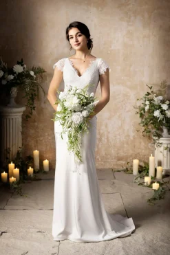 Small Cascade Bridal Bouquet in May Lily & Olive