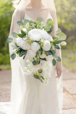 Small Cascade Bridal Bouquet in Natural Whites | Clearance