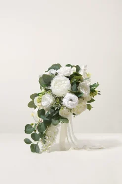 Small Cascade Bridal Bouquet in Natural Whites | Clearance