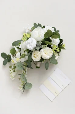 Small Cascade Bridal Bouquet in Natural Whites | Clearance