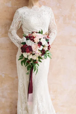 Small Cascade Bridal Bouquet in Romantic Marsala | Clearance
