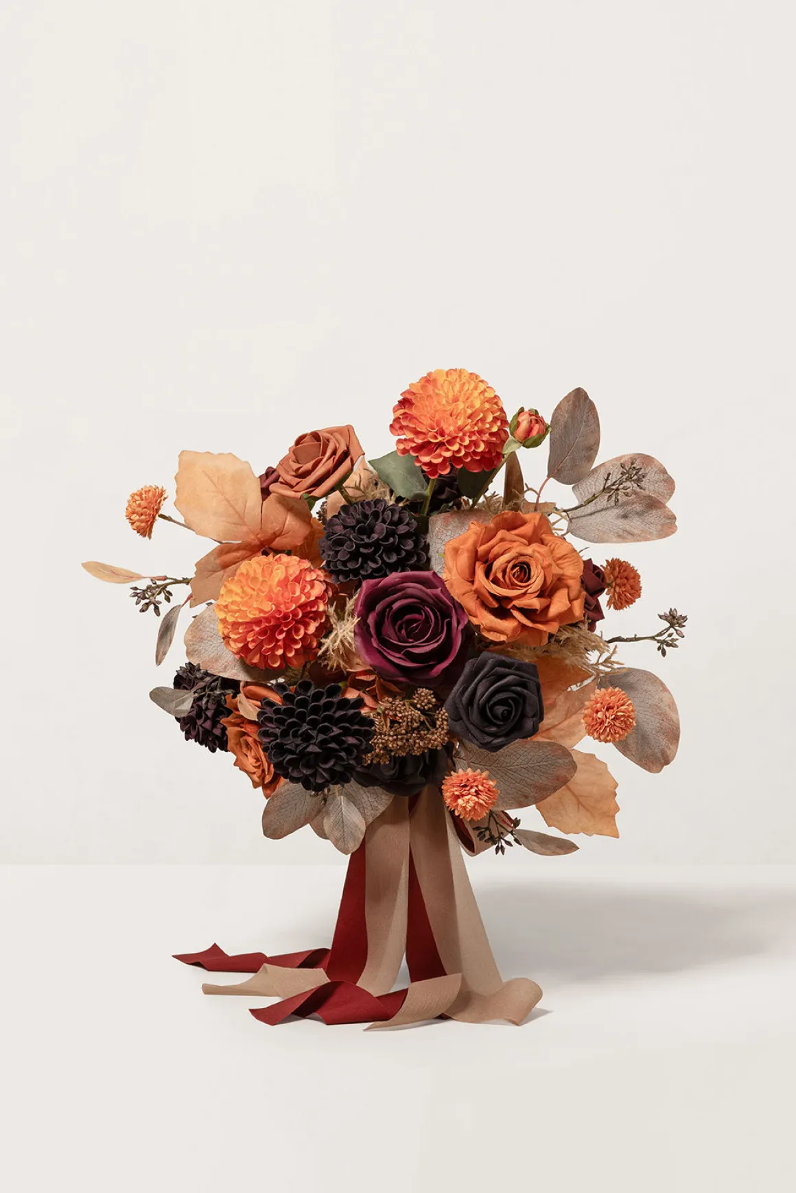 Small Free-Form Bridal Bouquet in Burgundy & Burnt Orange
