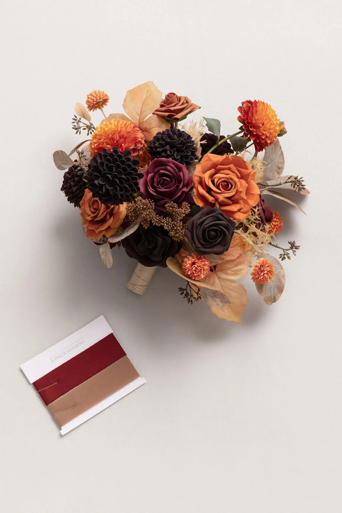 Small Free-Form Bridal Bouquet in Burgundy & Burnt Orange