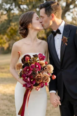 Small Free-Form Bridal Bouquet in Earth Brown & Black Baccara