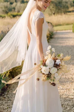 Small Free-Form Bridal Bouquet in Brown & Beige
