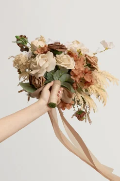 Small Free-Form Bridal Bouquet in Brown & Beige