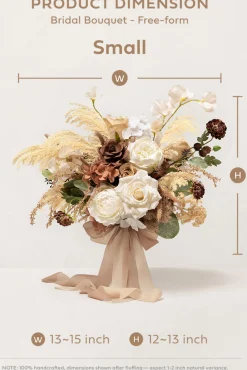 Small Free-Form Bridal Bouquet in Brown & Beige