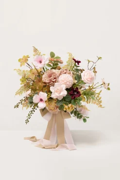 Small Free-Form Bridal Bouquet in Powder Pink & Olive Green | Clearance