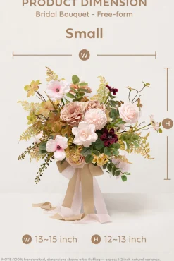 Small Free-Form Bridal Bouquet in Powder Pink & Olive Green | Clearance