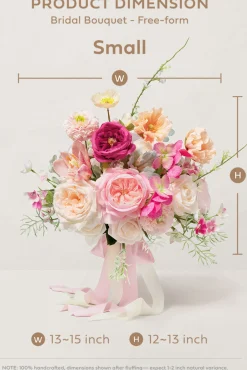 Small Free-Form Bridal Bouquet in Powder Pink & Berry Pink & Cream