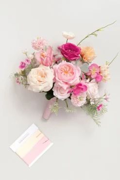 Small Free-Form Bridal Bouquet in Powder Pink & Berry Pink & Cream