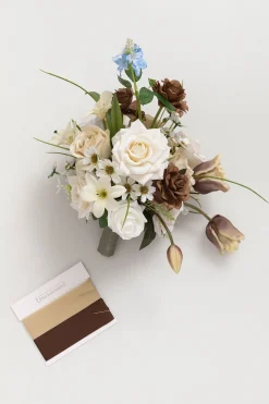 Small Free-Form Bridal Bouquet in Earth Brown & Tawny Beige | Clearance