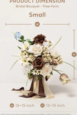 Small Free-Form Bridal Bouquet in Earth Brown & Tawny Beige | Clearance