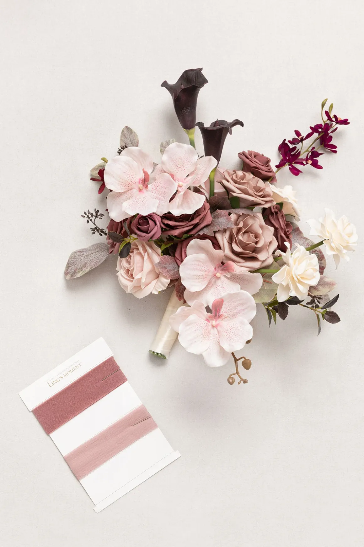 Small Free-Form Bridal Bouquet in Flowing Mauve Romance | Clearance