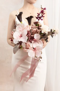 Small Free-Form Bridal Bouquet in Flowing Mauve Romance | Clearance