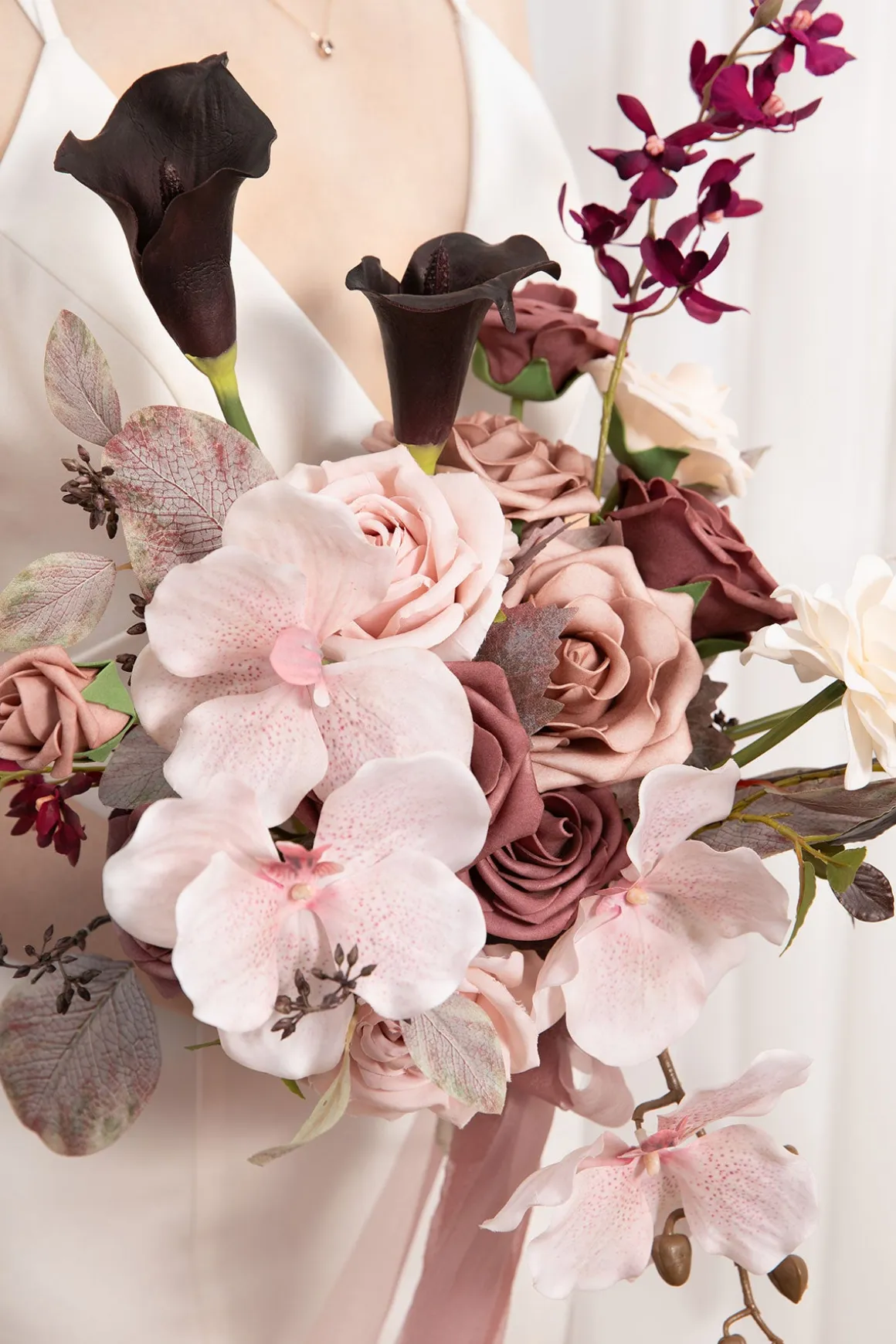 Small Free-Form Bridal Bouquet in Flowing Mauve Romance | Clearance