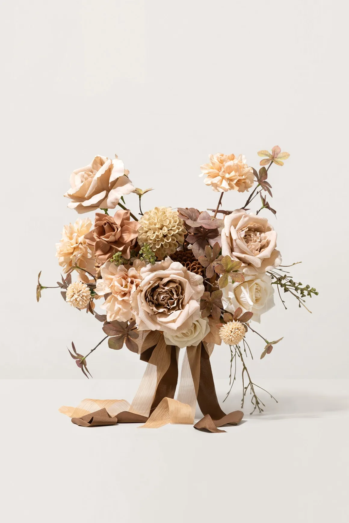 Small Free-Form Bridal Bouquet in Organic Sand Beige Elegance | Clearance
